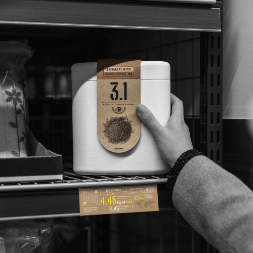 prototype of the rice packaging on a shelve